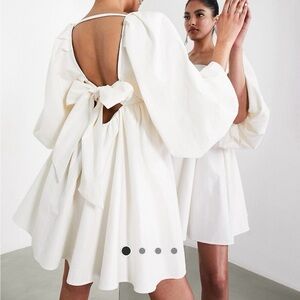 ASOS EDITION square neck empire mini dress in cotton twill in ivory - size 10